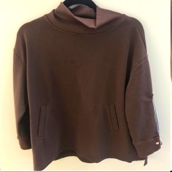 Buykud coffee colored sweat shirt with striped sleeve insert. L cotton - Picture 2 of 5